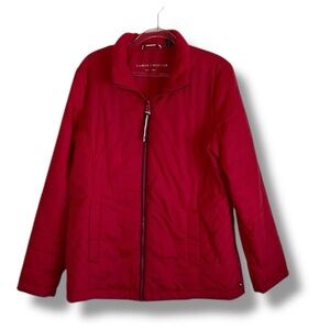 Tommy Hilfiger Jacket Womens Red Puffer Zip Up Size Large